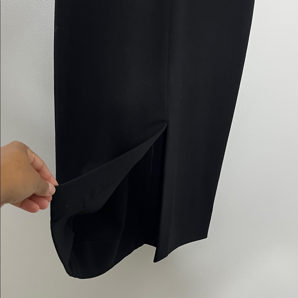 Diane Von Furstenberg Black V- Neck Midi Sheath Dress w/ Front Center Slit Sz 2 - Picture 8 of 8